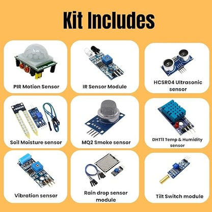 9 in 1 Sensor Module Kit Compatible with Arduino Uno R3, Tayal Mega, Nano, Raspberry Pi | Electronic Kit with Sensors for breadboard & prototyping Projects