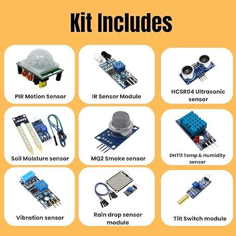 9 in 1 Sensor Module Kit Compatible with Arduino Uno R3, Tayal Mega, Nano, Raspberry Pi | Electronic Kit with Sensors for breadboard & prototyping Projects